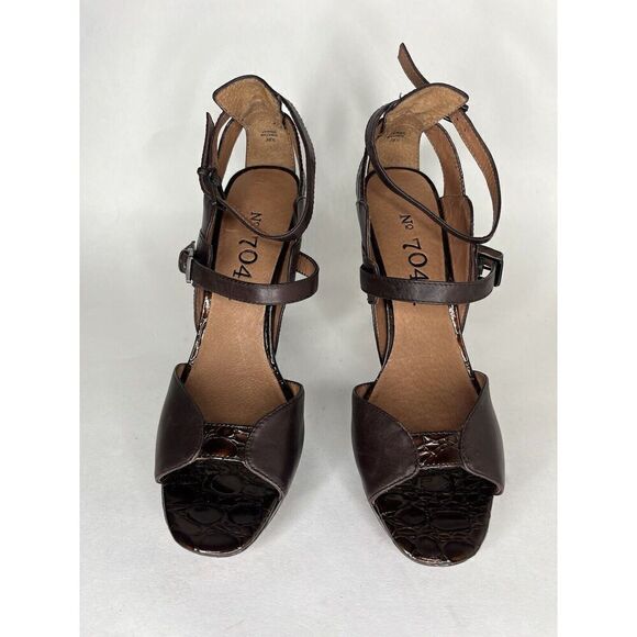 NO. 704b VERNA Brown Leather Patent Croc Embossed Heels Women’s Sz 38.5EU/8M US - Picture 14 of 14